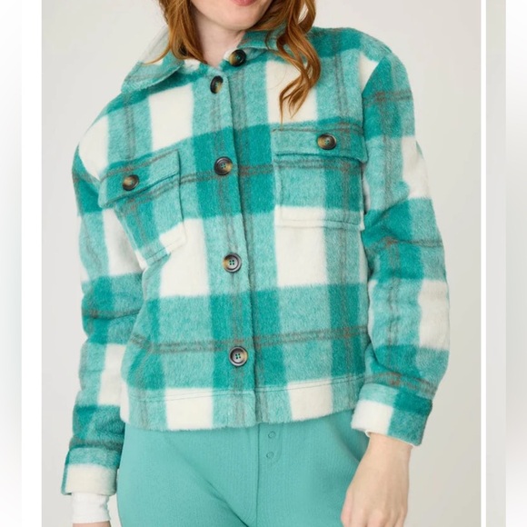 PJ Salvage Jackets & Blazers - PJ Salvage Green Plaid Jacket
